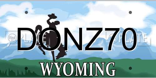 DONZ70 Wyoming License Plate
