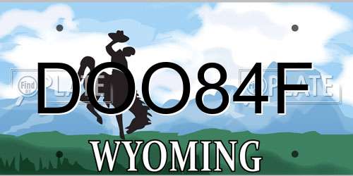 DOO84F Wyoming License Plate