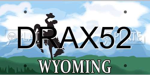 DRAX52 Wyoming License Plate