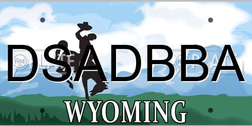 DSADBBA Wyoming License Plate