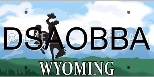 DSAOBBA Wyoming License Plate