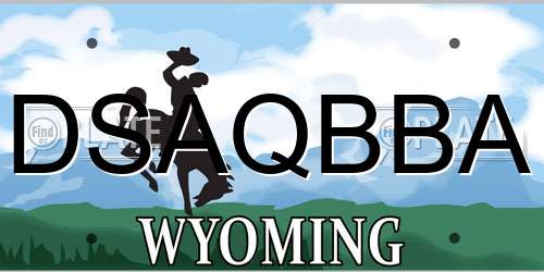 DSAQBBA Wyoming License Plate