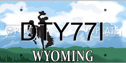 DTY77I Wyoming License Plate