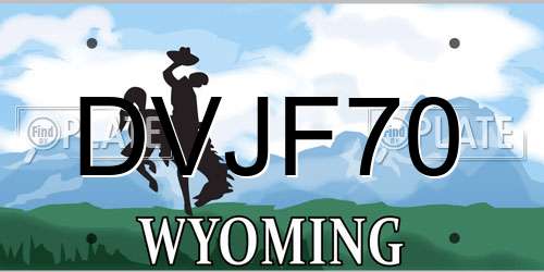 DVJF70 Wyoming License Plate