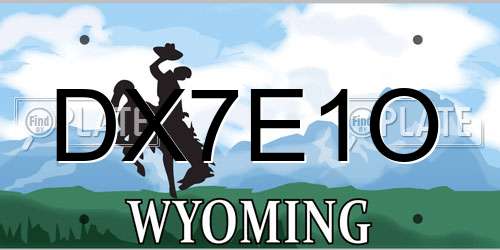 DX7E1O Wyoming License Plate