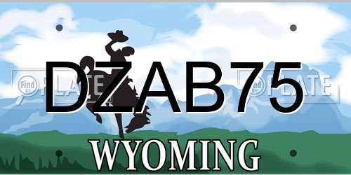 DZAB75 Wyoming License Plate