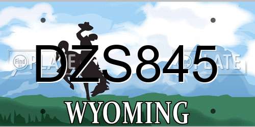 DZS845 Wyoming License Plate