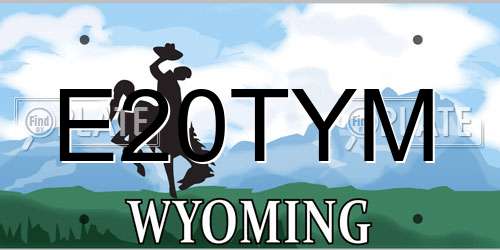 E20TYM Wyoming License Plate