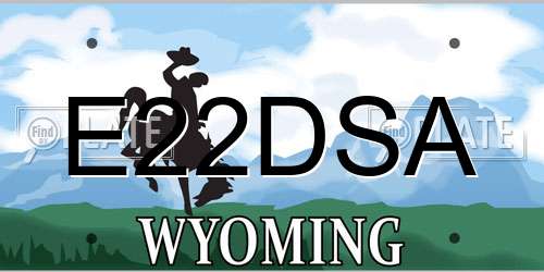 E22DSA Wyoming License Plate