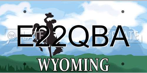 E22QBA Wyoming License Plate