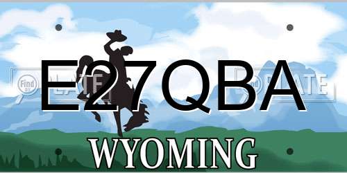 E27QBA Wyoming License Plate