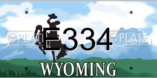 E334 Wyoming License Plate