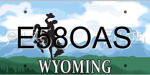 E58OAS Wyoming License Plate