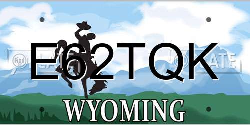 E62TQK Wyoming License Plate