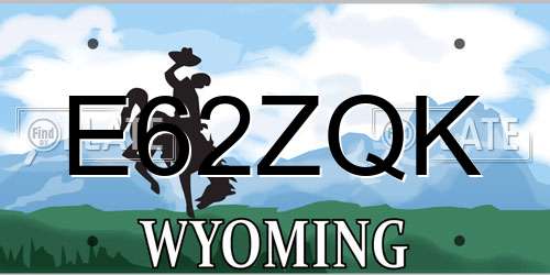 E62ZQK Wyoming License Plate
