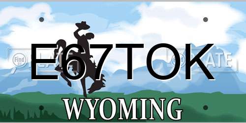 E67TOK Wyoming License Plate
