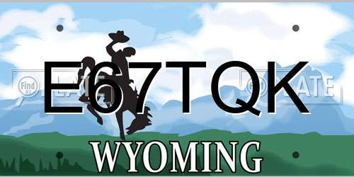 E67TQK Wyoming License Plate