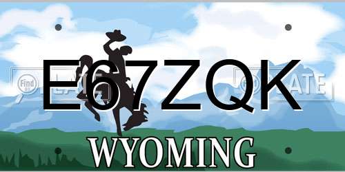 E67ZQK Wyoming License Plate