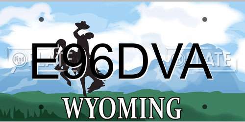 E96DVA Wyoming License Plate