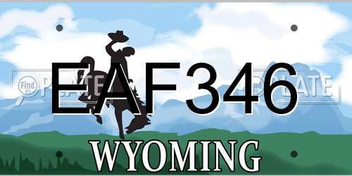EAF346 Wyoming License Plate