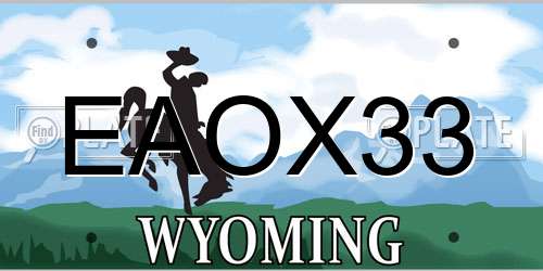EAOX33 Wyoming License Plate