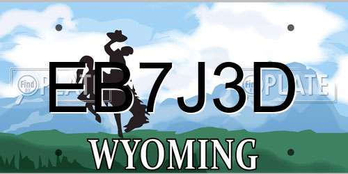 EB7J3D Wyoming License Plate