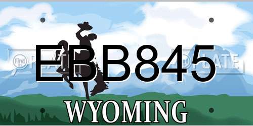 EBB845 Wyoming License Plate