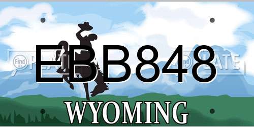 EBB848 Wyoming License Plate