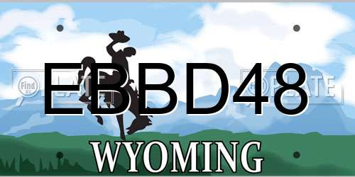 EBBD48 Wyoming License Plate