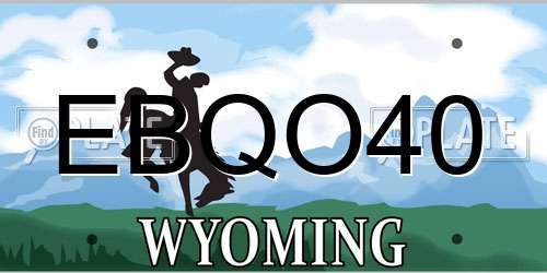 EBQO40 Wyoming License Plate