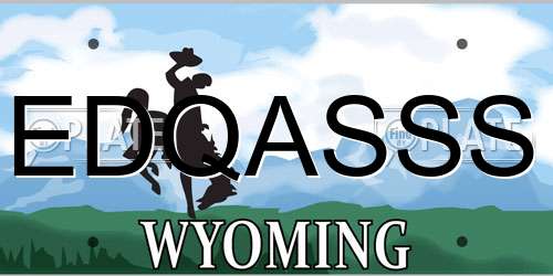 EDQASSS Wyoming License Plate