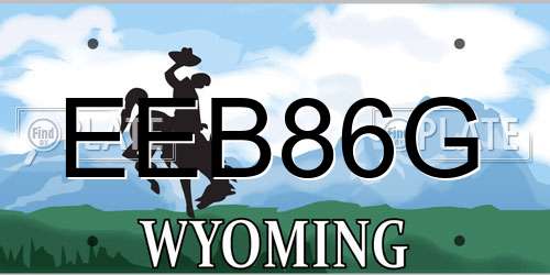 EEB86G Wyoming License Plate