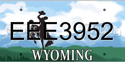 EEE3952 Wyoming License Plate