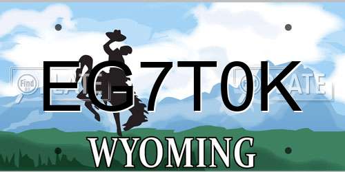 EG7T0K Wyoming License Plate