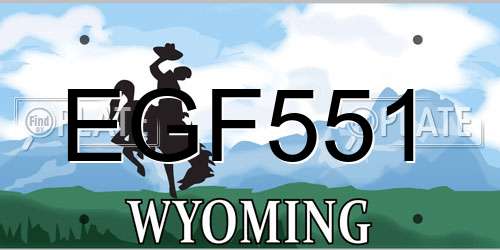 EGF551 Wyoming License Plate