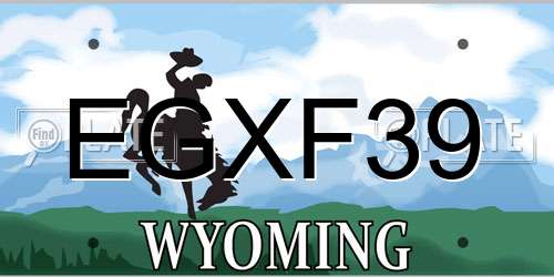 EGXF39 Wyoming License Plate