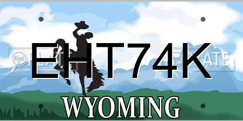 EHT74K Wyoming License Plate
