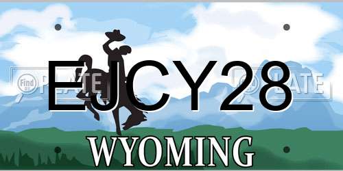EJCY28 Wyoming License Plate