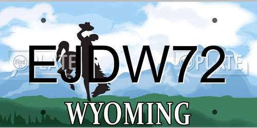 EJDW72 Wyoming License Plate