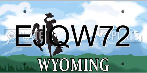 EJQW72 Wyoming License Plate