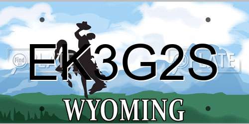 EK3G2S Wyoming License Plate