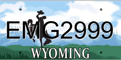 EMG2999 Wyoming License Plate