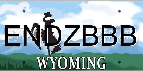ENDZBBB Wyoming License Plate