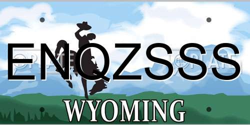 ENQZSSS Wyoming License Plate