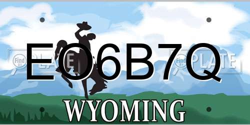 EO6B7Q Wyoming License Plate