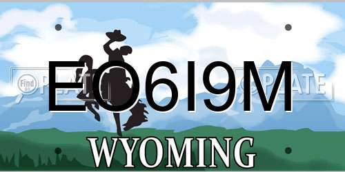 EO6I9M Wyoming License Plate
