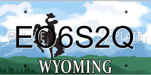 EO6S2Q Wyoming License Plate