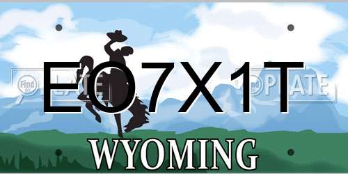 EO7X1T Wyoming License Plate