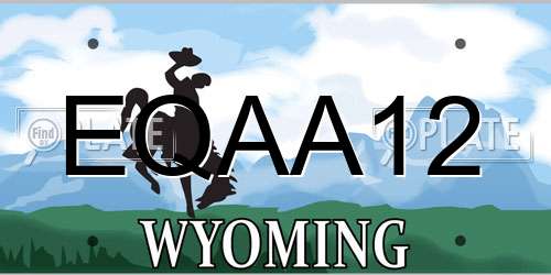 EQAA12 Wyoming License Plate