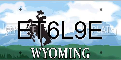 ET6L9E Wyoming License Plate